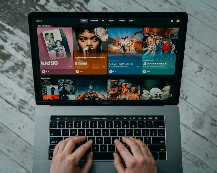 Laptop showing streaming options for building a streaming setup under $50 per month.